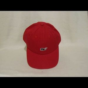 Vineyard Vines Red with Blue Whale Hat